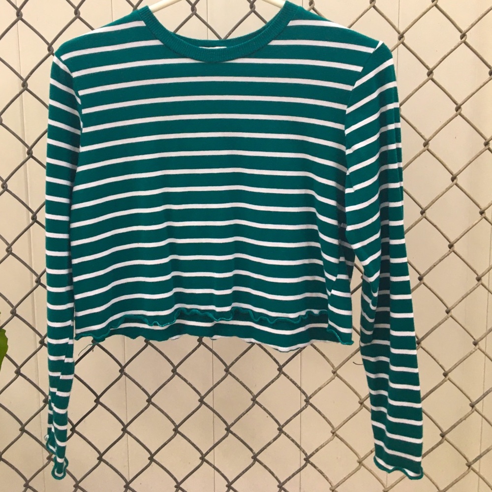Lettuce edge green stripe top